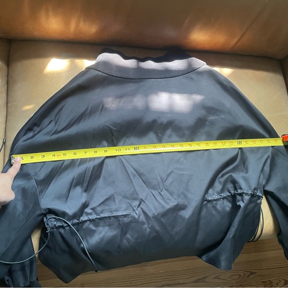 Adeam luxe bomber style cinched ties jacket w embroidery stitching black white - Picture 11 of 13